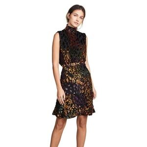 SALONI Fleur Devoré Leopard Spot Minidress US 4 NWT